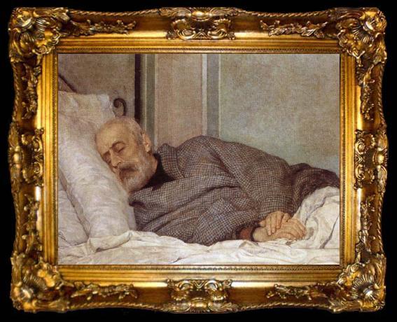 framed  Sylvestro Lega Giuseppe Mazzini on his Death Bed, ta009-2